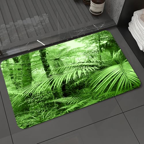 KDWJS Badematte rutschfest Super Absorbierende Badezimmerteppich,Waschbar Duschvorleger,Badewannen undBadezimmer,Tropisches Regenwaldgrün, Palmen und exotische Pflanzen im Dschungel mit wil,40x60 cm KDWJS Badematte rutschfest Super Absorbierende Badezimmerteppich,Waschbar Duschvorleger,Badewannen undBadezimmer,Tropisches Regenwaldgrün, Palmen und exotische Pflanzen im Dschungel mit wil,40x60 cm von KDWJS