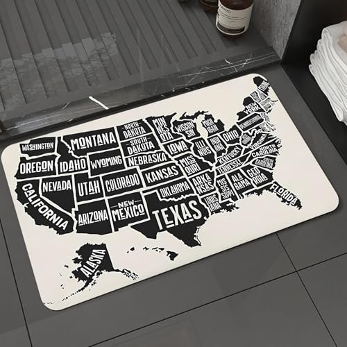 KDWJS Badematte rutschfest Super Absorbierende Badezimmerteppich,Waschbar Duschvorleger,Badewannen undBadezimmer,USA-Karte, vereinfachte Schwarzweißkarte mit hervorgehobenen Staatsgrenzen u,40x60 cm KDWJS Badematte rutschfest Super Absorbierende Badezimmerteppich,Waschbar Duschvorleger,Badewannen undBadezimmer,USA-Karte, vereinfachte Schwarzweißkarte mit hervorgehobenen Staatsgrenzen u,40x60 cm von KDWJS
