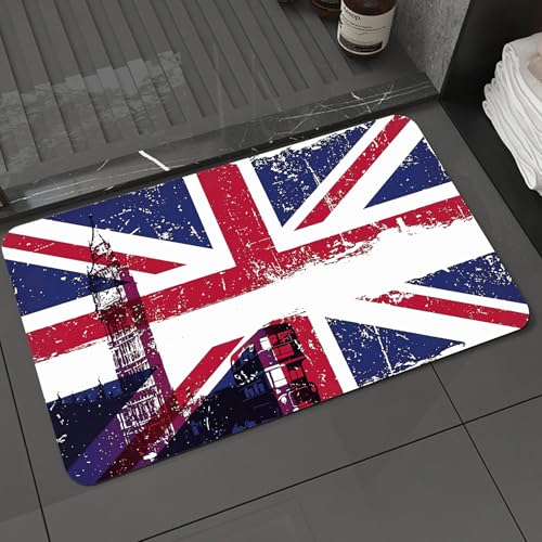 KDWJS Badematte rutschfest Super Absorbierende Badezimmerteppich,Waschbar Duschvorleger,Badewannen undBadezimmer,Union Jack, Grunge im Alter von UK Flagge Big Ben,40x60 cm KDWJS Badematte rutschfest Super Absorbierende Badezimmerteppich,Waschbar Duschvorleger,Badewannen undBadezimmer,Union Jack, Grunge im Alter von UK Flagge Big Ben,40x60 cm von KDWJS