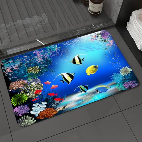 KDWJS Badematte rutschfest Super Absorbierende Badezimmerteppich,Waschbar Duschvorleger,Badewannen undBadezimmer,Unterwasser, tropisches Meeresleben mit bunten Fischen,40x60 cm KDWJS Badematte rutschfest Super Absorbierende Badezimmerteppich,Waschbar Duschvorleger,Badewannen undBadezimmer,Unterwasser, tropisches Meeresleben mit bunten Fischen,40x60 cm von KDWJS