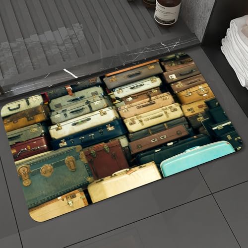 KDWJS Badematte rutschfest Super Absorbierende Badezimmerteppich,Waschbar Duschvorleger,Badewannen undBadezimmer,Vintage, Bunter Vintage Koffer, Antikes Leder, Geschenkkarte,40x60 cm KDWJS Badematte rutschfest Super Absorbierende Badezimmerteppich,Waschbar Duschvorleger,Badewannen undBadezimmer,Vintage, Bunter Vintage Koffer, Antikes Leder, Geschenkkarte,40x60 cm von KDWJS