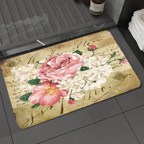 KDWJS Badematte rutschfest Super Absorbierende Badezimmerteppich,Waschbar Duschvorleger,Badewannen undBadezimmer,Vintage-Blume,40x60 cm KDWJS Badematte rutschfest Super Absorbierende Badezimmerteppich,Waschbar Duschvorleger,Badewannen undBadezimmer,Vintage-Blume,40x60 cm von KDWJS