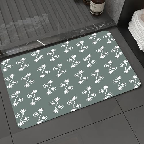 KDWJS Badematte rutschfest Super Absorbierende Badezimmerteppich,Waschbar Duschvorleger,Badewannen undBadezimmer,Vintage Blumen, Tulpenblüten auf lockigen Zweigen, Spiral-Konzept-Design, fe,40x60 cm KDWJS Badematte rutschfest Super Absorbierende Badezimmerteppich,Waschbar Duschvorleger,Badewannen undBadezimmer,Vintage Blumen, Tulpenblüten auf lockigen Zweigen, Spiral-Konzept-Design, fe,40x60 cm von KDWJS