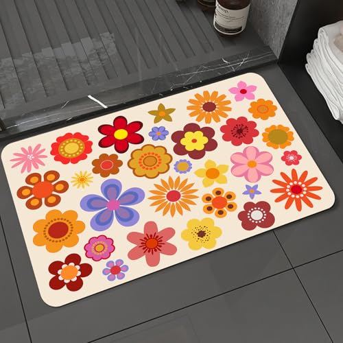KDWJS Badematte rutschfest Super Absorbierende Badezimmerteppich,Waschbar Duschvorleger,Badewannen undBadezimmer,Vintage Blumen 60er 70er,40x60 cm KDWJS Badematte rutschfest Super Absorbierende Badezimmerteppich,Waschbar Duschvorleger,Badewannen undBadezimmer,Vintage Blumen 60er 70er,40x60 cm von KDWJS