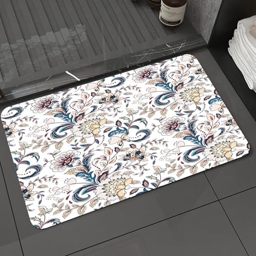 KDWJS Badematte rutschfest Super Absorbierende Badezimmerteppich,Waschbar Duschvorleger,Badewannen undBadezimmer,Vintage-Blumen Nahtloser Hintergrund im Provence-Stil. Vektorblau-beiges Mus,40x60 cm KDWJS Badematte rutschfest Super Absorbierende Badezimmerteppich,Waschbar Duschvorleger,Badewannen undBadezimmer,Vintage-Blumen Nahtloser Hintergrund im Provence-Stil. Vektorblau-beiges Mus,40x60 cm von KDWJS