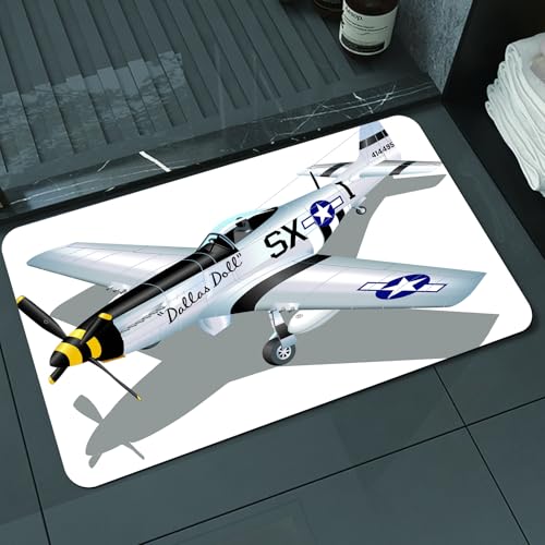 KDWJS Badematte rutschfest Super Absorbierende Badezimmerteppich,Waschbar Duschvorleger,Badewannen undBadezimmer,Vintage-Flugzeug, P-51 Dallas Puppe detaillierte Illustration Klassische Air,40x60 cm KDWJS Badematte rutschfest Super Absorbierende Badezimmerteppich,Waschbar Duschvorleger,Badewannen undBadezimmer,Vintage-Flugzeug, P-51 Dallas Puppe detaillierte Illustration Klassische Air,40x60 cm von KDWJS