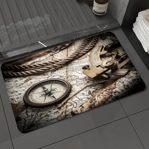 KDWJS Badematte rutschfest Super Absorbierende Badezimmerteppich,Waschbar Duschvorleger,Badewannen undBadezimmer,Vintage-Stillleben mit Kompass, Sextant und Alter Karte,40x60 cm KDWJS Badematte rutschfest Super Absorbierende Badezimmerteppich,Waschbar Duschvorleger,Badewannen undBadezimmer,Vintage-Stillleben mit Kompass, Sextant und Alter Karte,40x60 cm von KDWJS