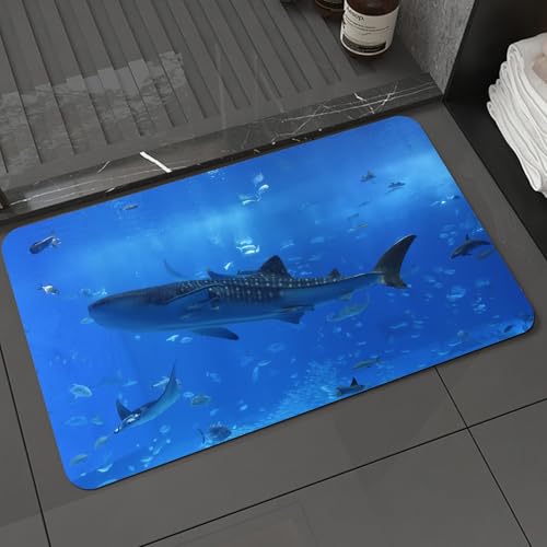 KDWJS Badematte rutschfest Super Absorbierende Badezimmerteppich,Waschbar Duschvorleger,Badewannen undBadezimmer,Walhaie Schwimmen im Ozean, majestätische Walhaie, andere Meereslebewesen, W,40x60 cm KDWJS Badematte rutschfest Super Absorbierende Badezimmerteppich,Waschbar Duschvorleger,Badewannen undBadezimmer,Walhaie Schwimmen im Ozean, majestätische Walhaie, andere Meereslebewesen, W,40x60 cm von KDWJS