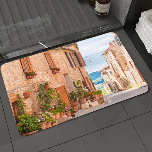 KDWJS Badematte rutschfest Super Absorbierende Badezimmerteppich,Waschbar Duschvorleger,Badewannen undBadezimmer,Wanderlust-Set, mittelalterliche Altstadt in der Toskana, mediterrane histor,40x60 cm KDWJS Badematte rutschfest Super Absorbierende Badezimmerteppich,Waschbar Duschvorleger,Badewannen undBadezimmer,Wanderlust-Set, mittelalterliche Altstadt in der Toskana, mediterrane histor,40x60 cm von KDWJS