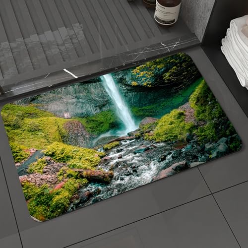 KDWJS Badematte rutschfest Super Absorbierende Badezimmerteppich,Waschbar Duschvorleger,Badewannen undBadezimmer,Wasserfall Natur Grün Fluss Steine,40x60 cm KDWJS Badematte rutschfest Super Absorbierende Badezimmerteppich,Waschbar Duschvorleger,Badewannen undBadezimmer,Wasserfall Natur Grün Fluss Steine,40x60 cm von KDWJS
