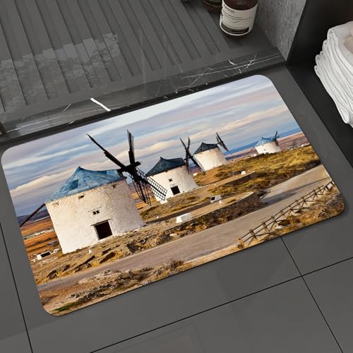 KDWJS Badematte rutschfest Super Absorbierende Badezimmerteppich,Waschbar Duschvorleger,Badewannen undBadezimmer,Windmühlendekoration, mittelalterliche Windmühlen in Spanien in Consuegra, a,40x60 cm KDWJS Badematte rutschfest Super Absorbierende Badezimmerteppich,Waschbar Duschvorleger,Badewannen undBadezimmer,Windmühlendekoration, mittelalterliche Windmühlen in Spanien in Consuegra, a,40x60 cm von KDWJS