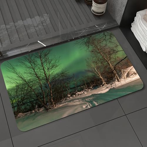 KDWJS Badematte rutschfest Super Absorbierende Badezimmerteppich,Waschbar Duschvorleger,Badewannen undBadezimmer,Winternachtansicht, verschneite Landschaft, blattlose Bäume und Leuchtend gr,40x60 cm KDWJS Badematte rutschfest Super Absorbierende Badezimmerteppich,Waschbar Duschvorleger,Badewannen undBadezimmer,Winternachtansicht, verschneite Landschaft, blattlose Bäume und Leuchtend gr,40x60 cm von KDWJS