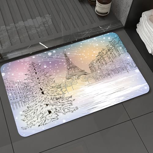 KDWJS Badematte rutschfest Super Absorbierende Badezimmerteppich,Waschbar Duschvorleger,Badewannen undBadezimmer,Winterstimmung, Bild stürmischer Wintertag in den Straßen von Paris,40x60 cm KDWJS Badematte rutschfest Super Absorbierende Badezimmerteppich,Waschbar Duschvorleger,Badewannen undBadezimmer,Winterstimmung, Bild stürmischer Wintertag in den Straßen von Paris,40x60 cm von KDWJS
