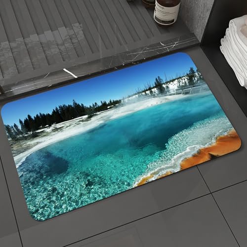 KDWJS Badematte rutschfest Super Absorbierende Badezimmerteppich,Waschbar Duschvorleger,Badewannen undBadezimmer,Yellowstone Set, heiße klare Quelle und immergrüner Wald im verschneiten YEL,40x60 cm KDWJS Badematte rutschfest Super Absorbierende Badezimmerteppich,Waschbar Duschvorleger,Badewannen undBadezimmer,Yellowstone Set, heiße klare Quelle und immergrüner Wald im verschneiten YEL,40x60 cm von KDWJS
