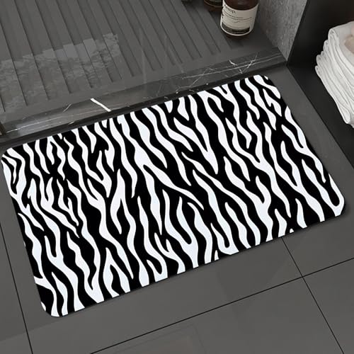 KDWJS Badematte rutschfest Super Absorbierende Badezimmerteppich,Waschbar Duschvorleger,Badewannen undBadezimmer,Zebrafell-Musterdesign. Illustration des Designs mit Wildtierfellen.,40x60 cm von KDWJS