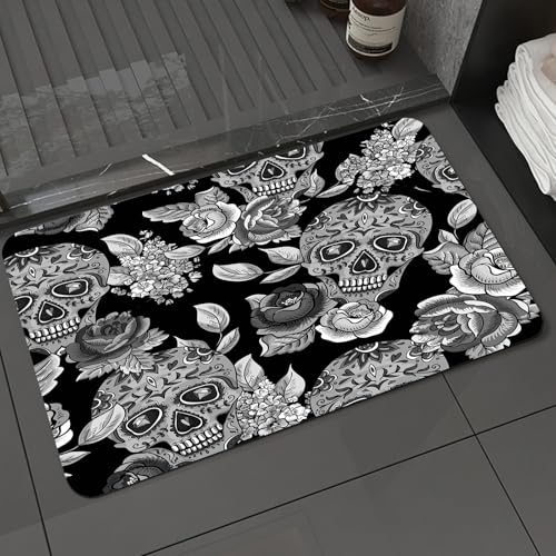 KDWJS Badematte rutschfest Super Absorbierende Badezimmerteppich,Waschbar Duschvorleger,Badewannen undBadezimmer,Zuckerschädel und Blumen, mit dekorativen Totenkopf- und Blumenelementen, wu,40x60 cm KDWJS Badematte rutschfest Super Absorbierende Badezimmerteppich,Waschbar Duschvorleger,Badewannen undBadezimmer,Zuckerschädel und Blumen, mit dekorativen Totenkopf- und Blumenelementen, wu,40x60 cm von KDWJS