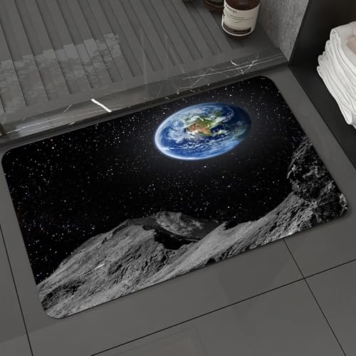 KDWJS Badematte rutschfest Super Absorbierende Badezimmerteppich,Waschbar Duschvorleger,Badewannen undBadezimmer,atemberaubender Blick auf die Erde, die Sich über dem felsigen Gelände des M,40x60 cm von KDWJS