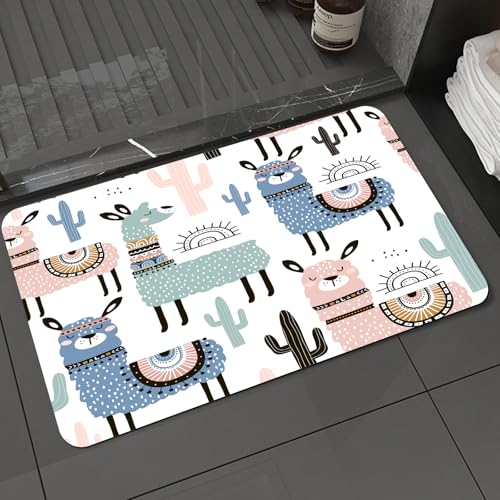 KDWJS Badematte rutschfest Super Absorbierende Badezimmerteppich,Waschbar Duschvorleger,Badewannen undBadezimmer,mit Lama-Kaktus und handgezeichneten Elementen.,40x60 cm KDWJS Badematte rutschfest Super Absorbierende Badezimmerteppich,Waschbar Duschvorleger,Badewannen undBadezimmer,mit Lama-Kaktus und handgezeichneten Elementen.,40x60 cm von KDWJS