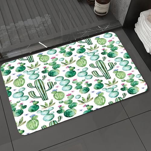 KDWJS Badematte rutschfest Super Absorbierende Badezimmerteppich,Waschbar Duschvorleger,Badewannen undBadezimmer,mit grünen Aquarellkaktus-Sukkulenten und bunten Blumen.,40x60 cm KDWJS Badematte rutschfest Super Absorbierende Badezimmerteppich,Waschbar Duschvorleger,Badewannen undBadezimmer,mit grünen Aquarellkaktus-Sukkulenten und bunten Blumen.,40x60 cm von KDWJS