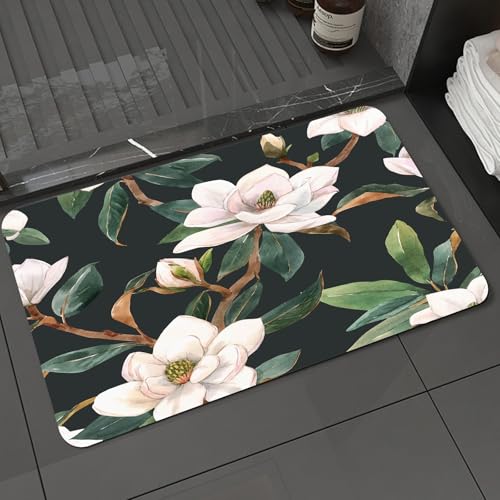 KDWJS Badematte rutschfest Super Absorbierende Badezimmerteppich,Waschbar Duschvorleger,Badewannen undBadezimmer,mit handgezeichneten weißen Magnolienblüten in Aquarell,40x60 cm KDWJS Badematte rutschfest Super Absorbierende Badezimmerteppich,Waschbar Duschvorleger,Badewannen undBadezimmer,mit handgezeichneten weißen Magnolienblüten in Aquarell,40x60 cm von KDWJS