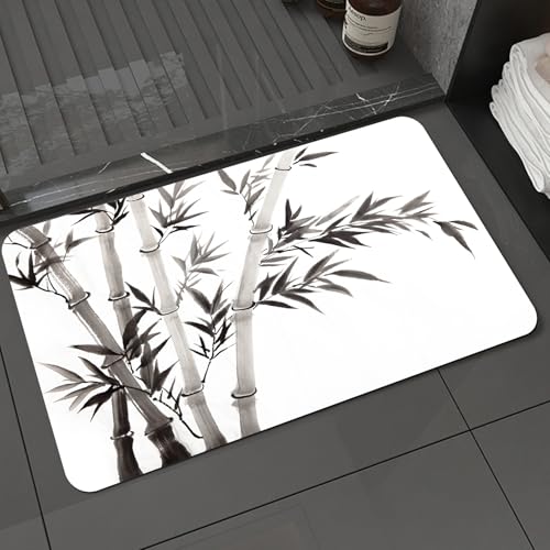 KDWJS Badematte rutschfest Super Absorbierende Badezimmerteppich,Waschbar Duschvorleger,Badewannen undBadezimmer,traditionelle chinesische Malerei Bambus mit weißen und schwarzen,40x60 cm KDWJS Badematte rutschfest Super Absorbierende Badezimmerteppich,Waschbar Duschvorleger,Badewannen undBadezimmer,traditionelle chinesische Malerei Bambus mit weißen und schwarzen,40x60 cm von KDWJS