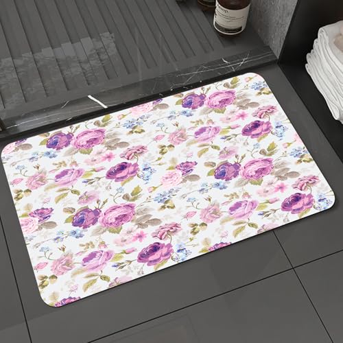 KDWJS Badematte rutschfest Super Absorbierende Badezimmerteppich,Waschbar Duschvorleger,Badewannen undBadezimmer,weiche Rose Sand Wildblumenmuster, Blume Rose, Lavendel Rose Sand Blumen, Ro,40x60 cm KDWJS Badematte rutschfest Super Absorbierende Badezimmerteppich,Waschbar Duschvorleger,Badewannen undBadezimmer,weiche Rose Sand Wildblumenmuster, Blume Rose, Lavendel Rose Sand Blumen, Ro,40x60 cm von KDWJS