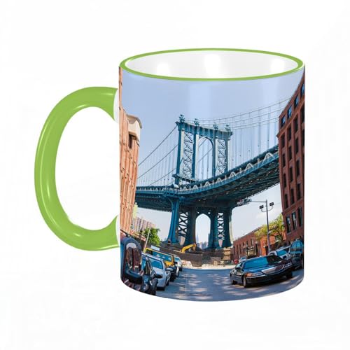 KDWJS Tasse Keramik Kaffeetassen Große 11oz Tassen 330ml Trinkgläser Mit Griff Personalisierte Geschenk Weiß,Brooklyn New York USA Wahrzeichen Brücke Straße con Autos Foto KDWJS Tasse Keramik Kaffeetassen Große 11oz Tassen 330ml Trinkgläser Mit Griff Personalisierte Geschenk Weiß,Brooklyn New York USA Wahrzeichen Brücke Straße con Autos Foto von KDWJS