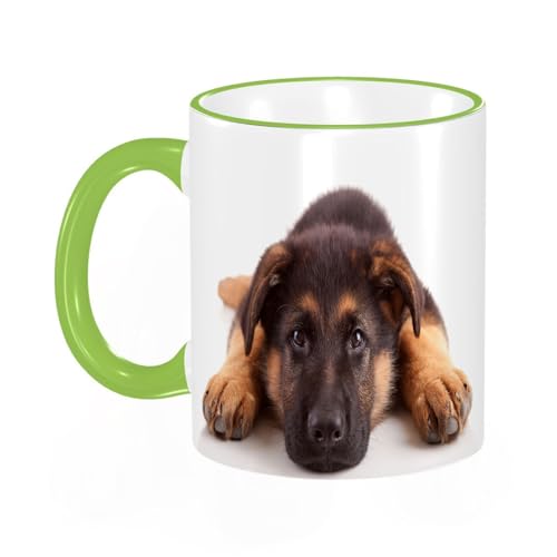 KDWJS Tasse Keramik Kaffeetassen Große 11oz Tassen 330ml Trinkgläser Mit Griff Personalisierte Geschenk Weiß,Deutscher Schäferhund isoliert über weiß von KDWJS