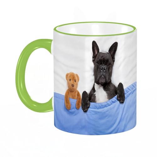 KDWJS Tasse Keramik Kaffeetassen Große 11oz Tassen 330ml Trinkgläser Mit Griff Personalisierte Geschenk Weiß,Französische Bulldogge schläft im Bett mit Teddybär dicht beieinander KDWJS Tasse Keramik Kaffeetassen Große 11oz Tassen 330ml Trinkgläser Mit Griff Personalisierte Geschenk Weiß,Französische Bulldogge schläft im Bett mit Teddybär dicht beieinander von KDWJS