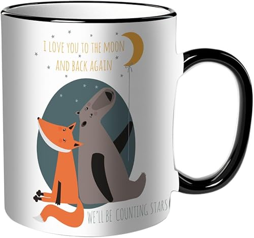 KDWJS Tasse Keramik Kaffeetassen Große 11oz Tassen 330ml Trinkgläser Mit Griff Personalisierte Geschenk Weiß,Romantische Grußkarte mit Bär und Fuchs. Karte über Freundschaft. Ich liebe dich bis zum M KDWJS Tasse Keramik Kaffeetassen Große 11oz Tassen 330ml Trinkgläser Mit Griff Personalisierte Geschenk Weiß,Romantische Grußkarte mit Bär und Fuchs. Karte über Freundschaft. Ich liebe dich bis zum M von KDWJS