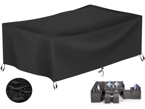 KDXAOBEI Abdeckung Gartenmöbel Winterfest 400x140x85cm Rechteckig Abdeckplane Schutzhülle Verbessertes Schwerlast Winddicht Anti-Uv 420d Oxford Gewebe Gartentisch Abdeckung von KDXAOBEI