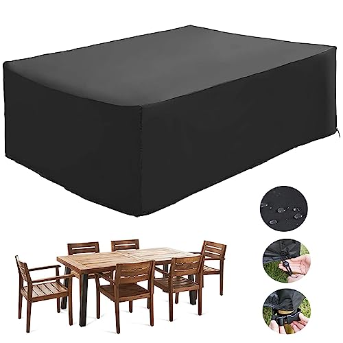 KDXAOBEI Abdeckung für Gartenmöbel,Garten Loungesofa Abdeckung 600D Oxford Gewebe Schutzhülle für Gartentisch Sitzgruppe Möbelsets Rechteckig Schwarz200x120x100 von KDXAOBEI