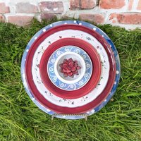 Rasen Garten Dekor | Glasteller Gartenblume Gartenkunst Teller Blumen Glasblumen Outdoor Rasen-Kunst-Dekor von KDesignsAndCreations