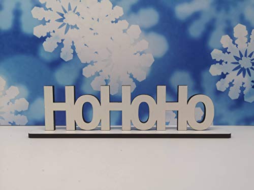 KE-Partyzubehör Schriftzug Hohoho zu Weihnachten aus Holz in weiß optional auch mit Aufsteller von KE-Partyzubehör