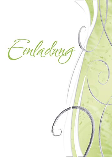 KE AV Premium Einladungskarten Set (5 Stück) | DIN A6 Klappkarte mit Innentext & Umschlägen | Tischkarten verfügbar | Motiv: grüne Welle von KE