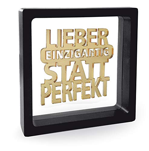 KE - Besonderer Geschenkerahmen mit goldenem Spiegelacryl | Bilderrahmen | für Geldgeschenk zum Geburtstag, Muttertag oder Vatertag geeignet| 11,0 x 11,0 cm | Motiv: Einzigartig von KE