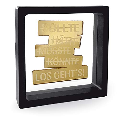 KE - Besonderer Geschenkerahmen mit goldenem Spiegelacryl | Bilderrahmen zur Motivation oder Neue Ziele | für Geldgeschenk | 11,0 x 11,0 cm | Motiv: Los geht´s KE - Besonderer Geschenkerahmen mit goldenem Spiegelacryl | Bilderrahmen zur Motivation oder Neue Ziele | für Geldgeschenk | 11,0 x 11,0 cm | Motiv: Los geht´s von KE