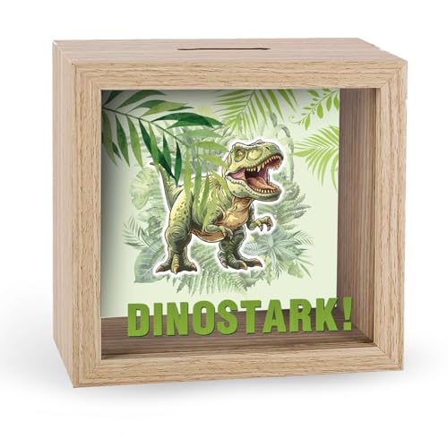 KE - Spardose Dinosaurier mit Folienprägung auf der Scheibe - Geld sparen für Kinderzimmer - Kreatives Geschenk für Kinder - Dino Motiv - Geldgeschenk für Kinder - Spardose für Jungen und Mädchen von KE