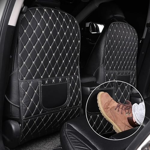 2 Stück Set Auto RüCksitz Anti-Kick Pad für Audi Q2 Q3 Q4 Q5 Q7 Q8 SQ2 SQ5,Leder Protektoren Matte Auto Rücksitz Schutzpolster für Kinder Kick-Matten,A/BLACKBEIGE von KEAAN