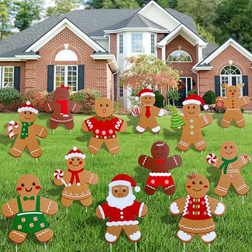 12 Stück Großes Weihnachtsschild mit Lebkuchenmann Hofschild mit Pfählen Weihnachtsschilder für den Außenbereich Wasserdichter Karton Lebkuchenmann Rasenschild Gartenschild Dekorationen für Urlaub 12 Stück Großes Weihnachtsschild mit Lebkuchenmann Hofschild mit Pfählen Weihnachtsschilder für den Außenbereich Wasserdichter Karton Lebkuchenmann Rasenschild Gartenschild Dekorationen für Urlaub von KEAGAN