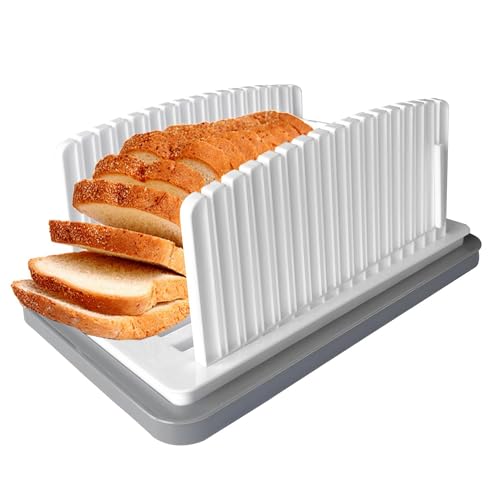 Brotschneider für hausgemachtes Brot, Schneidführung, verstellbare Breite, faltbarer und kompakter Handgriff, Brotschneider mit Krümelschale, Brotschneideführungswerkzeuge für Brot, Braten, Brotschneider für hausgemachtes Brot, Schneidführung, verstellbare Breite, faltbarer und kompakter Handgriff, Brotschneider mit Krümelschale, Brotschneideführungswerkzeuge für Brot, Braten, von KEAGAN