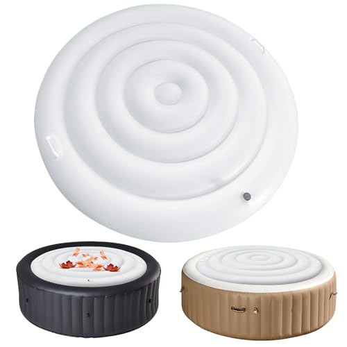 Aufblasbare Whirlpool-Abdeckung, Runder, Energiesparender Deckel für Whirlpools im Freien, mit Griff, Schnelles und Einfaches Aufblasen und Entleeren, Winddichter, Regenfester Abdeckungsschutz(165CM) von KEAGAN