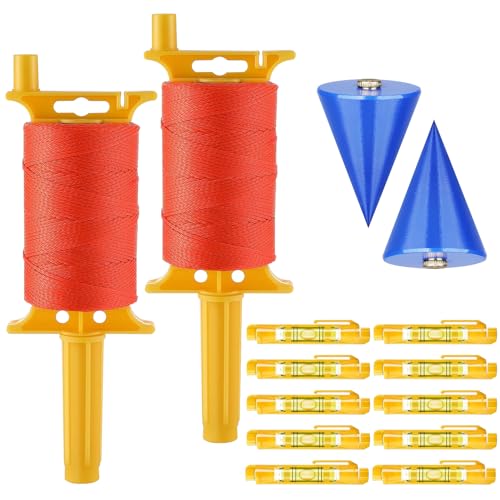 Maurerschnur mit Griff, gedreht, 150 m, #18, wiederladbare Schnurspule mit 10 eingebauten Ebenen, geflochtene Nylon-Konstruktionsschnur für Garten- oder Mauerwerkwerkzeuge, 2 Stück Maurerschnur mit Griff, gedreht, 150 m, #18, wiederladbare Schnurspule mit 10 eingebauten Ebenen, geflochtene Nylon-Konstruktionsschnur für Garten- oder Mauerwerkwerkzeuge, 2 Stück von KEAGAN