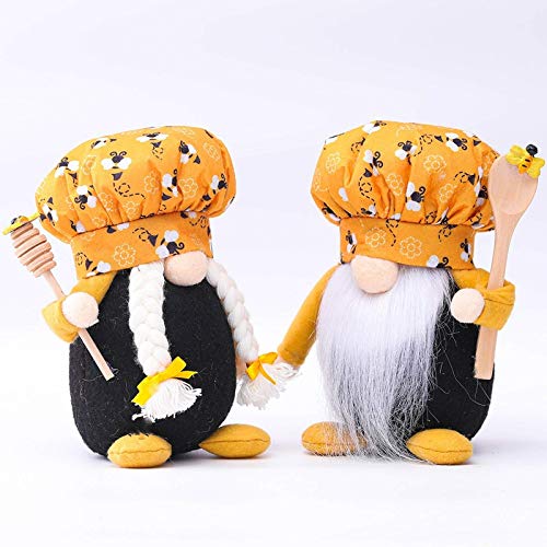 KEAIDO 2-teiliges Hummel-Koch-Zwerg-Set, Weltbienentag, skandinavische Plüschpuppe, Tomte-Figur, Elfe, Nisse, schwedischer Zwerg, Heimdekoration für Bauernhaus, Küche, Festival, Party, Regal, von KEAIDO