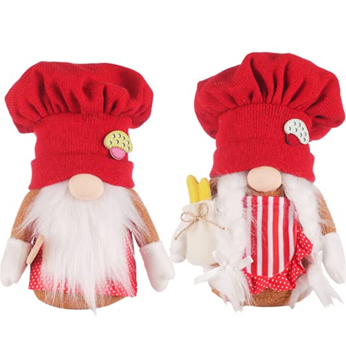 KEAIDO Kochwichtel, rote Plüschschürze, Kochdekoration, Ernte, Halloween, Erntedankfest, Herbst, Weihnachten, skandinavisch, rustikal, Ornament, Nisse Tomte, Bauernhaus, Haushalt, einziehbar, 2 Stück von KEAIDO