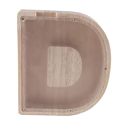 KEALBAUS 1 Stück Holzbuchstabe Spardose Alphabet Englisch Spartopf aus transparentem Glas Spartopf für Münzen D von KEALBAUS