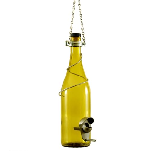 KEALBAUS 1 Stück Weinflasche, Vogelhäuschen, Hinterhof-Dekoration für Draußen, Vogeldekoration, Hängendes Vogelhäuschen, Gelb von KEALBAUS