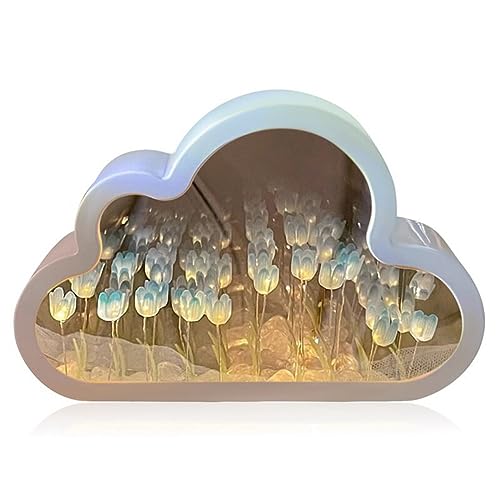 KEALBAUS 1 Stück Wolke Spiegel Nachtlicht Handarbeit Basteln Tulpe Mädchen Wohnzimmer Nachtlicht E von KEALBAUS
