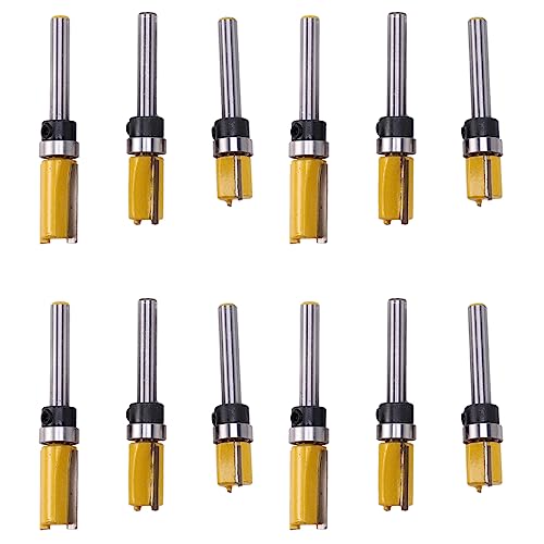 KEALBAUS 12 Stück 1/4 Zoll Unterputz-Router Bit Motiv Bit Kugellager oben und unten 1/2 Zoll Klinge Modell Holzkante Rasenmäher Tischler von KEALBAUS