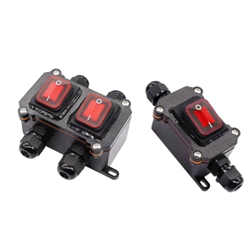 KEALBAUS 2 Stück IP67 Schnurschalter, wasserdicht, 12 V DC, 20 A, DPST On Off, Wippschalter, für den Außenbereich, mit Wippschalter, rotes Licht, einfach zu installieren, einfach zu bedienen von KEALBAUS